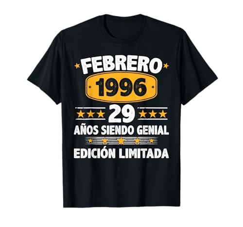 Febrero 1996 29 Años Hombre Cumpleaños Regalo Febrero 1996 Camiseta