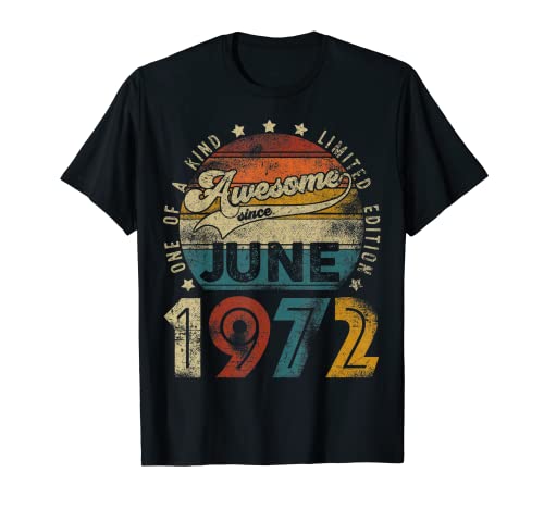 Retro 50 años 50 cumpleaños Vintage Retro Junio 1972 Camiseta