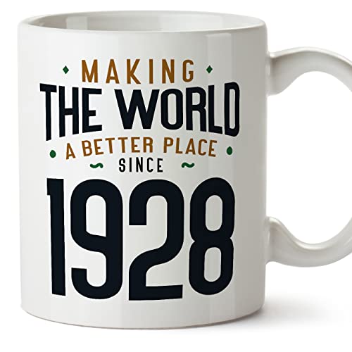 MUGFFINS Tazas 1928 Cumpleaños - En Inglés - Making the World a Better Place - 11 oz / 330 ml - Regalo original y divertido