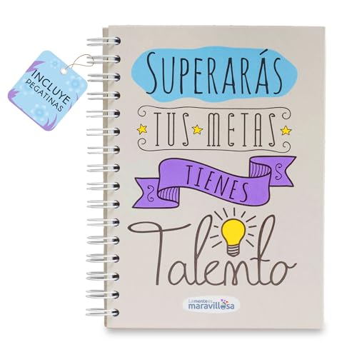 LA MENTE ES MARAVILLOSA - Cuaderno A5 con Espiral, Tapa Dura y Frase |Superarás tus Metas, Tienes...