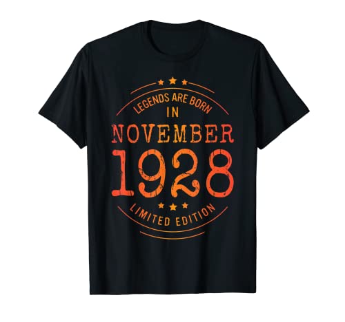 Cumpleaños Noviembre 1928 Edición Limitada Regalo Vintage Camiseta