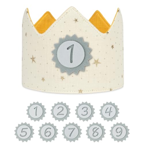 URAQT Corona Cumpleaños, Corona de Infantil Cumpleañoscon Números Intercambiables del 1 al 9,...