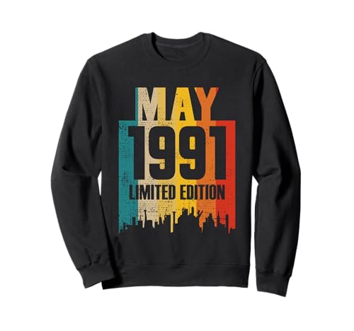Mayo 1991 31 Años Cumpleaños Edición Limitada Retro Sudadera