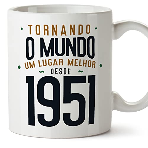 MUGFFINS Tazas 1951 Cumpleaños - En Portugués - Tornando o Mundo um Lugar Melhor - 11 oz / 330 ml...