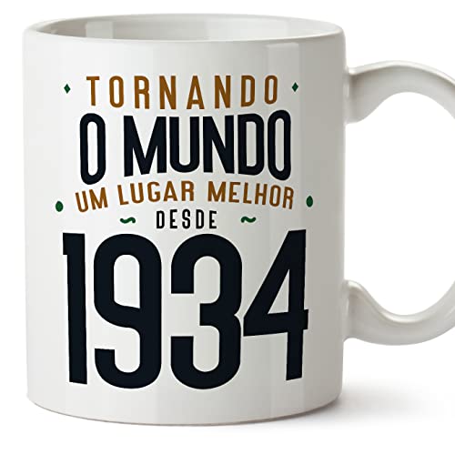 MUGFFINS Tazas 1934 Cumpleaños - En Portugués - Tornando o Mundo um Lugar Melhor - 11 oz / 330 ml...