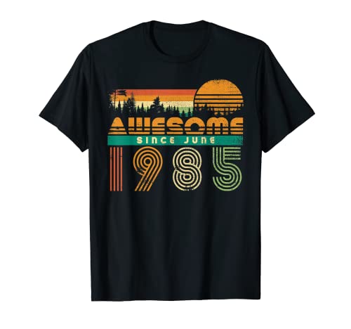 Impresionante desde junio de 1985 Hombres Mujeres 37 Cumpleaños Fiesta Retro Camiseta