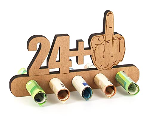 Giftota - Original Divertido Regalo de Dinero de 25 cumpleaños de Madera - 24 + 1 - Regalo de...