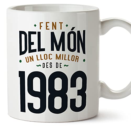 MUGFFINS Tazas 1983 Cumpleaños - En Catalán - Fent del Món un Lloc Millor - 11 oz / 330 ml -...