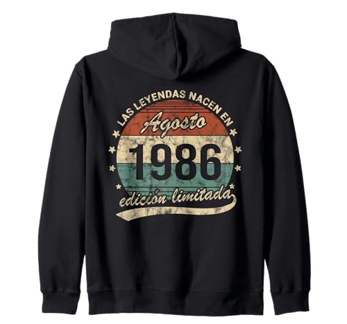 40 Años Cumpleaños Las Leyendas Nacen Agosto 1986 Retro Sudadera con Capucha