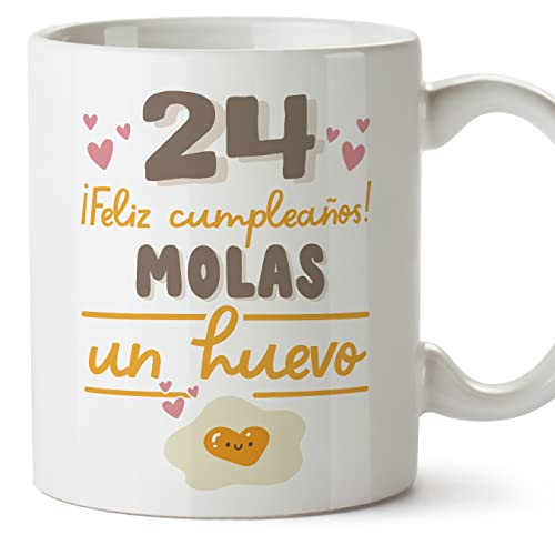 MUGFFINS Tazas 24 Cumpleaños - En Español - Feliz Cumpleaños Molas un Huevo - 11 oz / 330 ml -...
