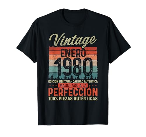 Enero 1980 Vintage Regalo 45 Años Cumpleaños Hombre Camiseta