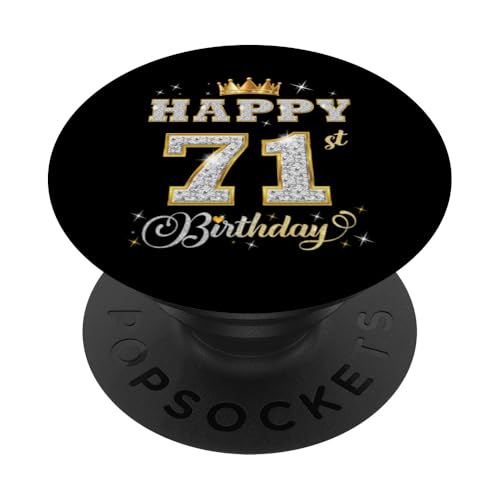 Feliz 71 cumpleaños 71 años Mujeres Hombres Fiesta de cumpleaños PopSockets PopGrip Adhesivo