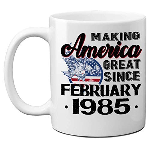 Tazas de 35 cumpleaños para hombres, mujeres, haciendo que Estados Unidos sea grandioso desde febrero de 1985 Tazas de café, regalo de cumpleaños para él, ella, regalos de cumpleaños para adultos de 3