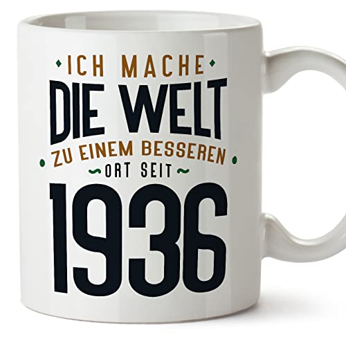 MUGFFINS Tazas 1936 Cumpleaños - En Alemán - Ich Mache Die Welt zu Einem Besseren - 11 oz / 330 ml...