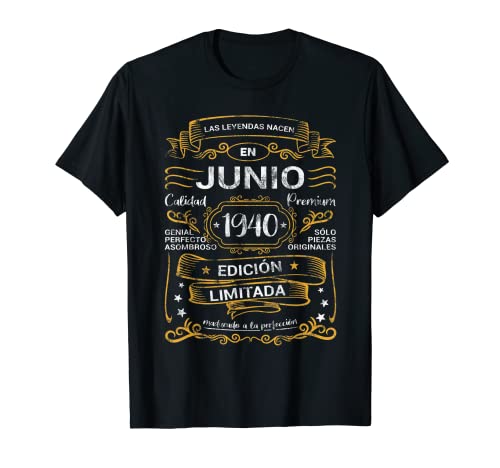 Las Leyendas Nacen Junio 1940 Cumpleaños Hombre Mujer Camiseta