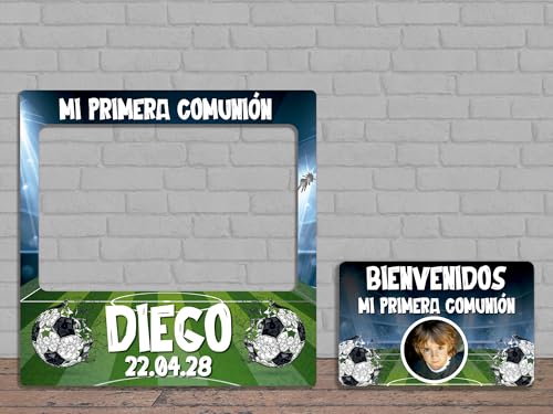 Oedim Photocall + Cartel en Cartón Comunión Niño Atrezzos Personalizado, 100 x 100 cm, 80x51cm,...