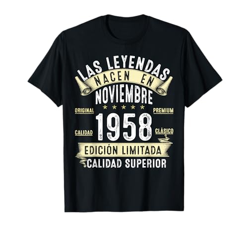 68 Años Cumpleaños Las Leyendas nacen en Noviembre de 1958 Camiseta