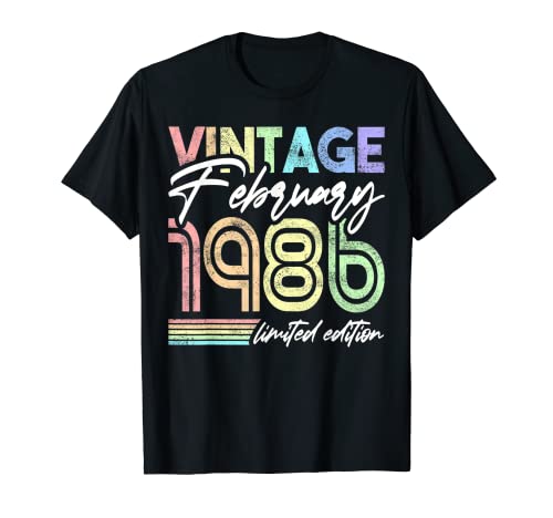 1986 Diseño de cumpleaños para mujeres Cumpleaños Febrero 1986 Camiseta