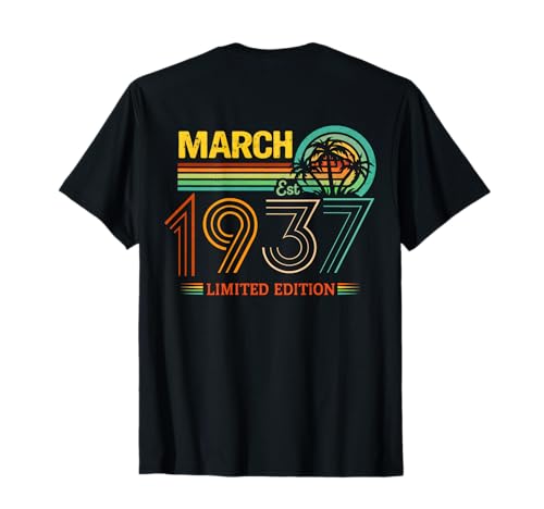 En la Parte Trasera - Marzo Cumpleaños 1937 Edición Limitada Vintage 89th Camiseta