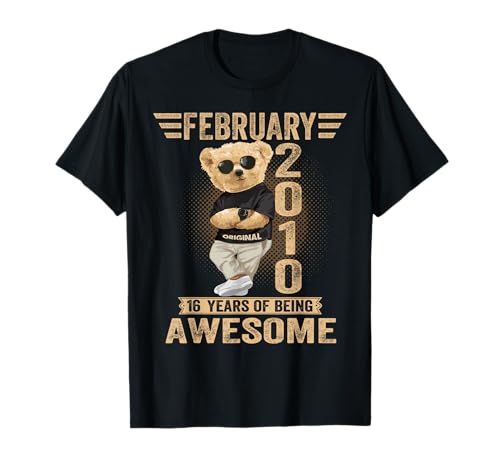 16 de febrero Cumpleaños Hombres Mujeres 2010 Impresionante Oso de Peluche Camiseta