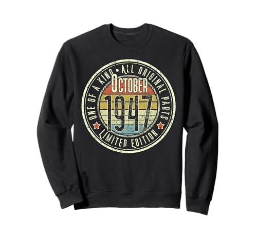 78 Cumpleaños Vintage Octubre 1947 Retro Edición Limitada Sudadera