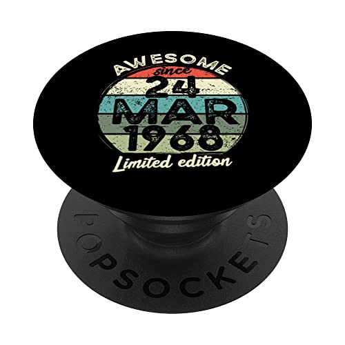 Camiseta de cumpleaños de 55 años, 24 de marzo de 1968, 55 cumpleaños PopSockets PopGrip...