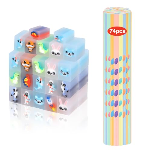 74 PCS Lapices con Gomas Niños Regalo, Detalles Cumpleaños Niños,Regalos Cumpleaños Niños...