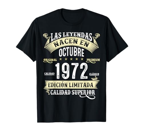 54 Años Cumpleaños Las Leyendas Nacen En Octubre de 1972 Camiseta