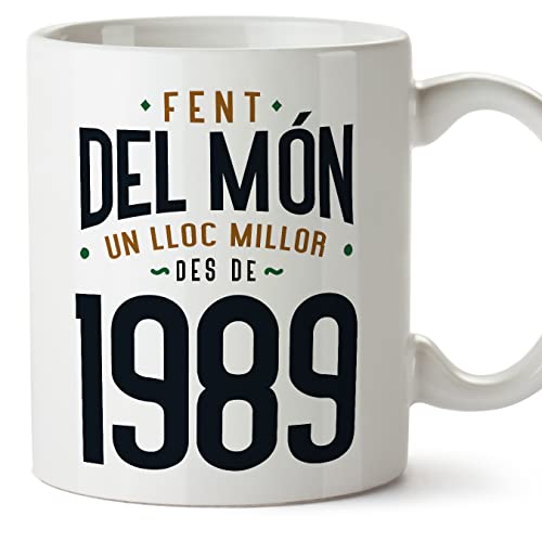 MUGFFINS Tazas 1989 Cumpleaños - En Catalán - Fent del Món un Lloc Millor - 11 oz / 330 ml -...
