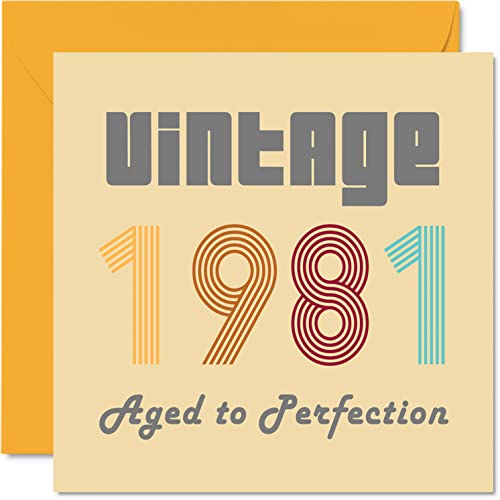 Tarjetas de cumpleaños número 43 para hombres y mujeres – Vintage 1981 Aged To Perfection –...