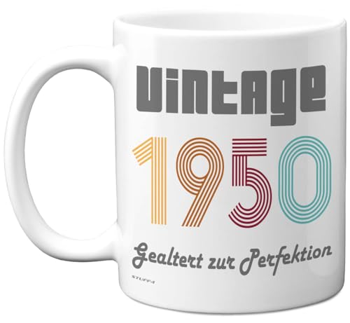 Stuff4 75 Geburtstagsgeschenke – 'Vintage 1950 Gealtert Zur Perfektion' Taza – Geburtstag Retro...