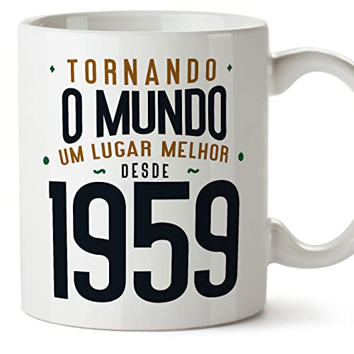 MUGFFINS Tazas 1959 Cumpleaños - En Portugués - Tornando o Mundo um Lugar Melhor - 11 oz / 330 ml...
