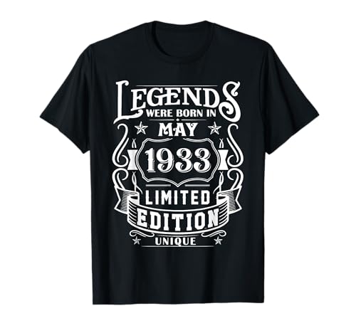 Cumpleaños Mayo 1933 Edición Limitada Regalo Legend May Camiseta