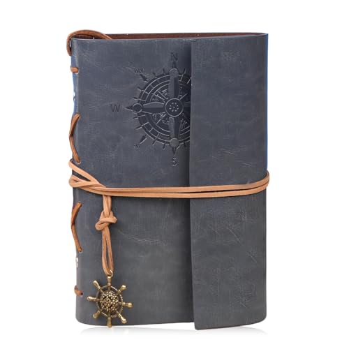 LAJUP Diario De Viaje, Cuaderno De Viaje, A7 Cuero Pu Recargable, 80 Hojas Papel Kraft En Blanco,...