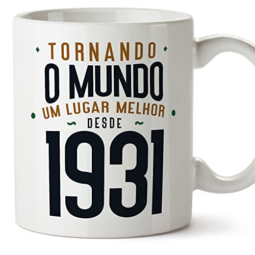 MUGFFINS Tazas 1931 Cumpleaños - En Portugués - Tornando o Mundo um Lugar Melhor - 11 oz / 330 ml...