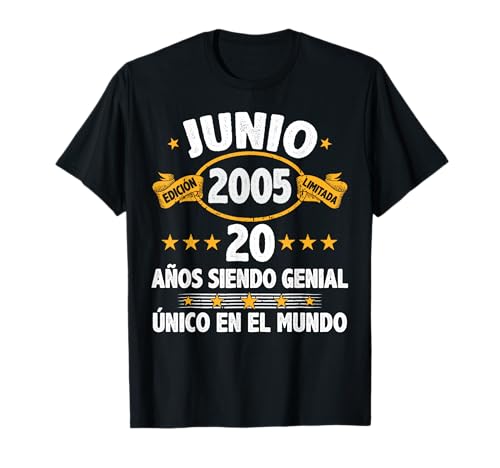 Junio 2005 20 Años Hombre Cumpleaños Regalo Junio 2005 Camiseta