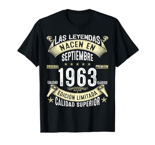62 Años Cumpleaños Las Leyendas nacen en Septiembre de 1963 Camiseta