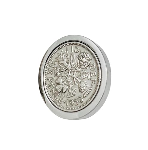 Broche de seis peniques altamente pulido en 1958 | 1958 aniversario, 62 cumpleaños