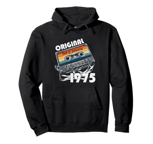 50 cumpleaños Regalos enero Vendimia 1975 Casete Sudadera con Capucha