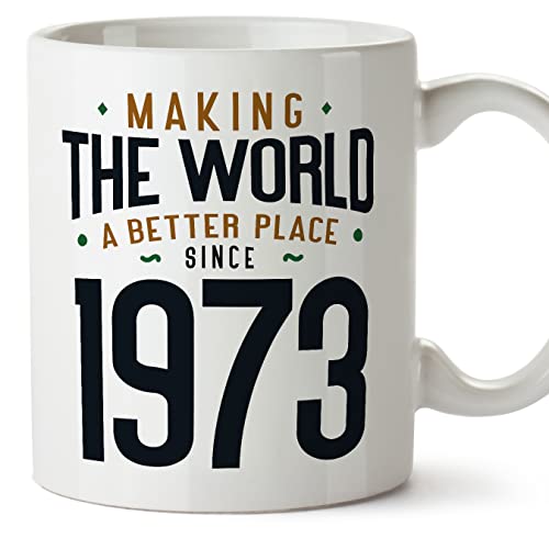 MUGFFINS Tazas 1973 Cumpleaños - En Inglés - Making the World a Better Place - 11 oz / 330 ml -...