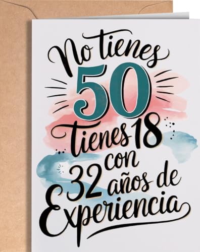 Tarjeta de 50 Cumpleaños - Tarjeta de Felicitación Graciosa para alguien que cumple 50 años -...