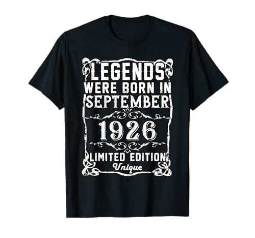 Cumpleaños Septiembre 1926 Edición Limitada Regalo Vintage Camiseta
