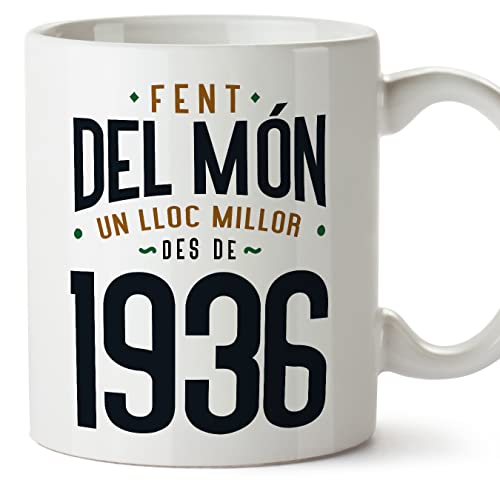 MUGFFINS Tazas 1936 Cumpleaños - En Catalán - Fent del Món un Lloc Millor - 11 oz / 330 ml -...