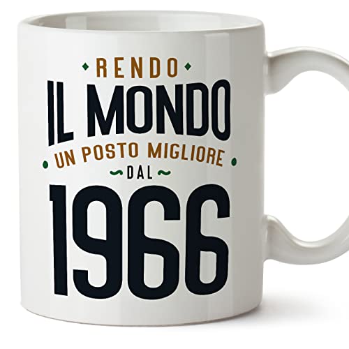 MUGFFINS Tazas 1966 Cumpleaños - En Italiano - Rendo il Mondo un Posto Migliore - 11 oz / 330 ml -...