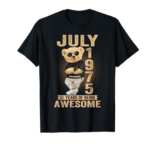 Julio 1975 51 Cumpleaños 2026 Mujer 51 años Oso de Peluche Camiseta