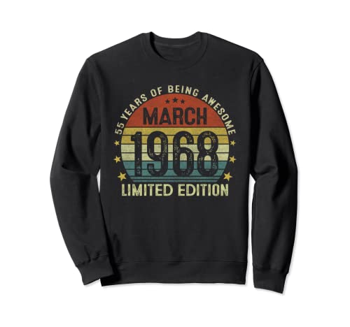 Fabricado En Marzo 1968 Regalo 55 Años Cumpleaños Hombre Sudadera