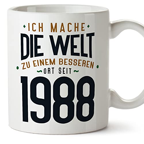 MUGFFINS Tazas 1988 Cumpleaños - En Alemán - Ich Mache Die Welt zu Einem Besseren - 11 oz / 330 ml...