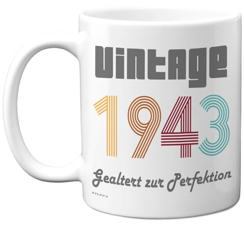 Taza de cerámica de 325 ml, apta para lavavajillas, diseño vintage de 1943