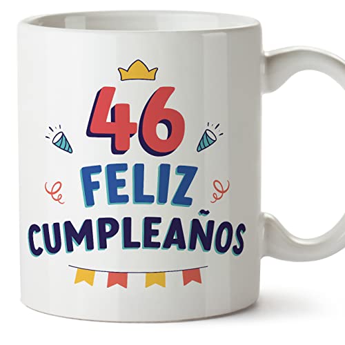 MUGFFINS Tazas 46 Cumpleaños - En Español - ¡Feliz Cumpleaños! - 11 oz / 330 ml - Regalo...