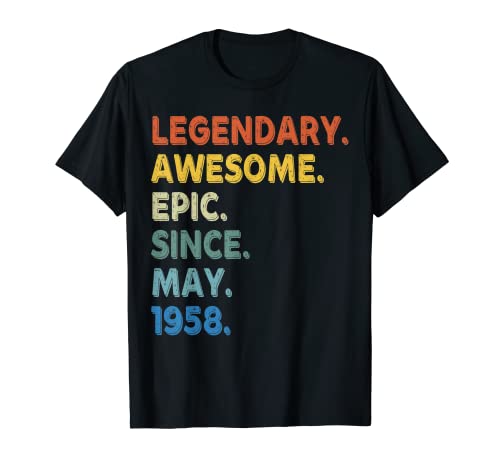 Legendary Awesome Epic Since May 1958 Cumpleaños Vintage Camiseta